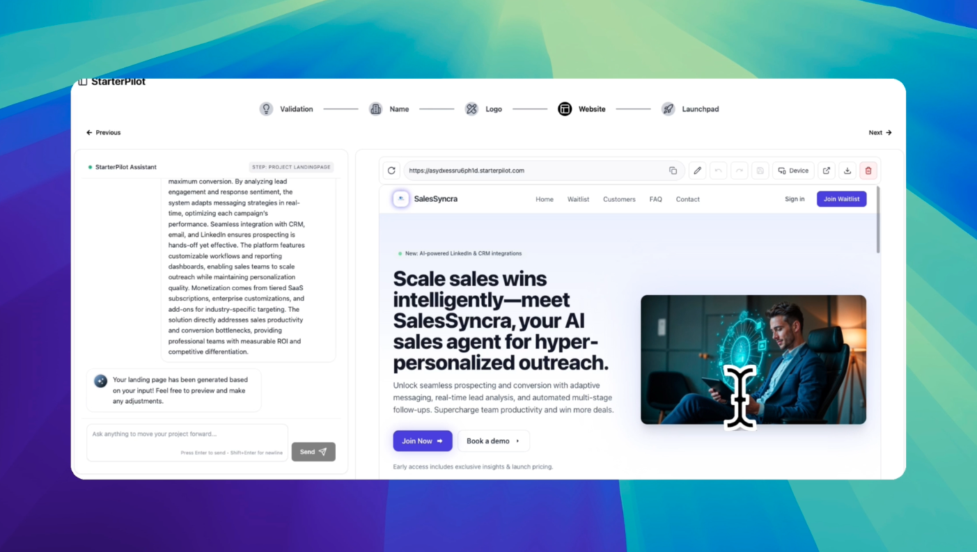 Landing page builder preview